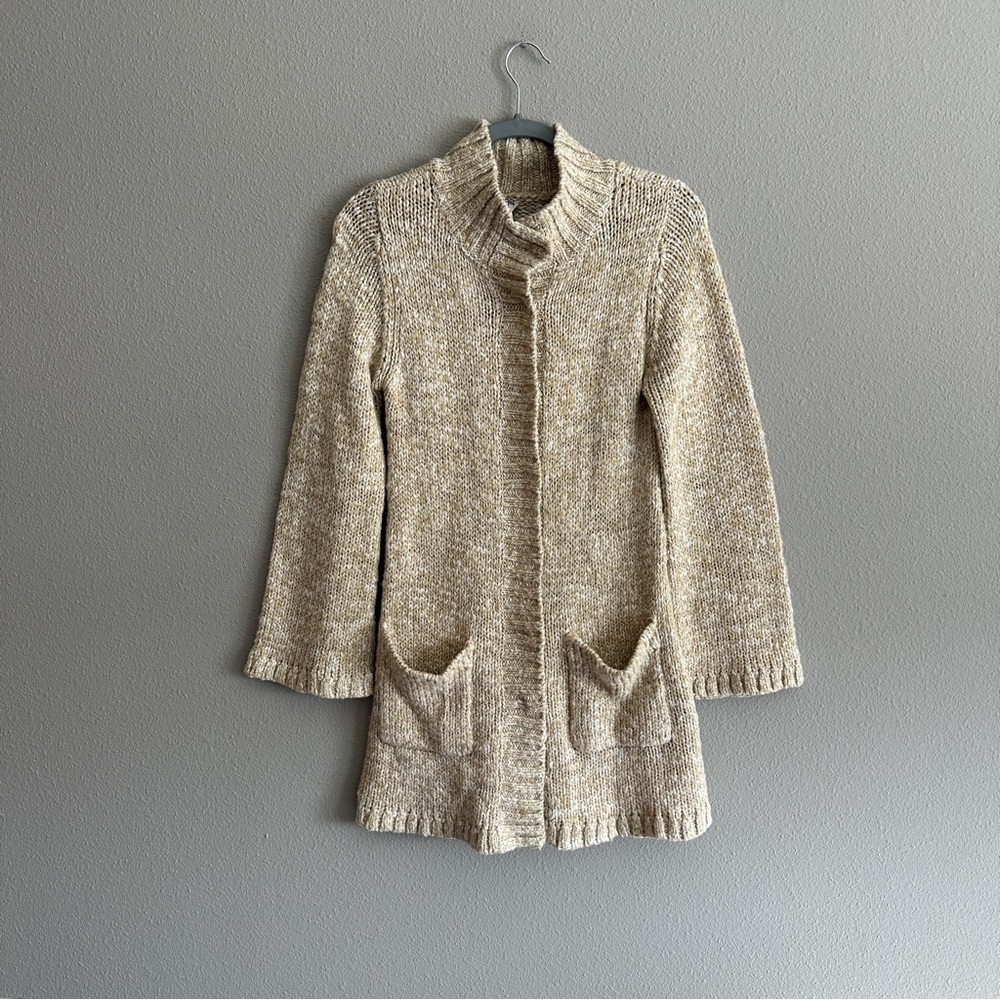 Vintage Prana Tan Wool Blend Long Cardigan Medium